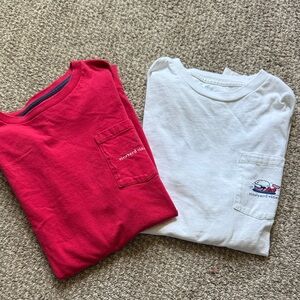 Vineyard Vines Red and White Pocket long sleeve Tees
